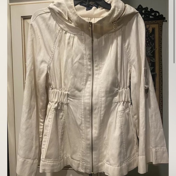 French Connection Jackets & Blazers - French Connection Beige Linen Utility Jacket